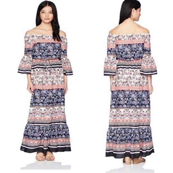 Eliza J Off the Shoulder Floral Print Maxi Dress Size 0 - Picture 1 of 12